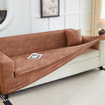 Housse canapé marron texture cuir moderne adhésif lavage machine tout compris