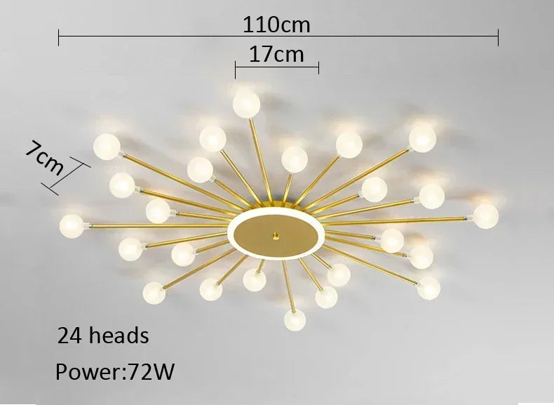 lampe suspension moderne or blanc sphères translucides scandinave structure métallique led éclairage intérieur