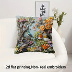 coussin brodé oiseaux fleurs artisanal maison polyester bleu marron vert orange Jaune rose blanc