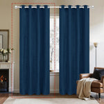 rideau hiver bleu marine moderne opacité 100 polyester anneaux métalliques quilted 132x241cm chambre salon