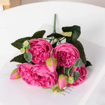 Bouquet artificiel péonies hortensia rose blanc violet décoration intérieure classique salon chambre