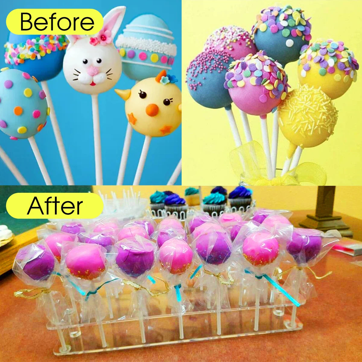 présentoir transparent cake pops lollipops 21 trous niveaux moderne festif