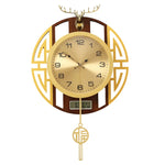 horloge murale moderne or marron chiffres géométriques cerf décoration salle