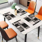 tapis table moderne carreaux géométriques noir gris lin adhésif 30x40cm set festifs
