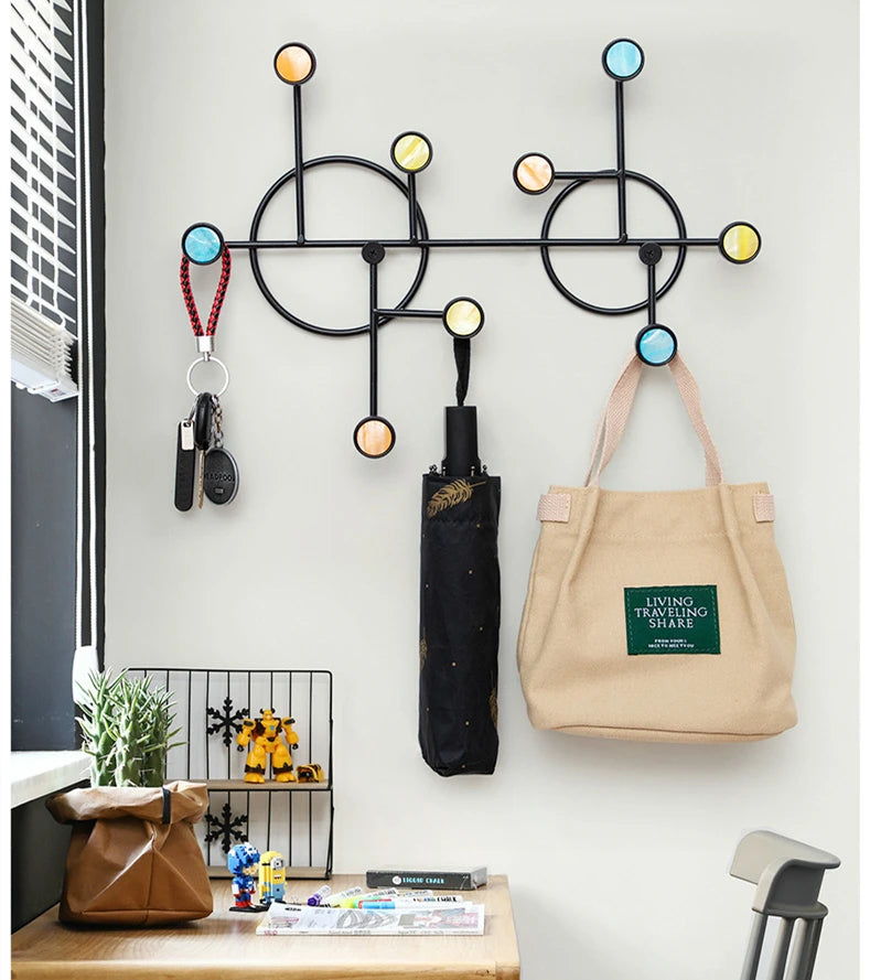 porte clés mural moderne circulaire multicolore crochets brillant respectueux environnement