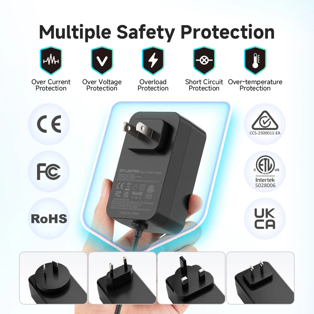 chargeur électrique 5v led noir prise murale universal adapter 6a 30w