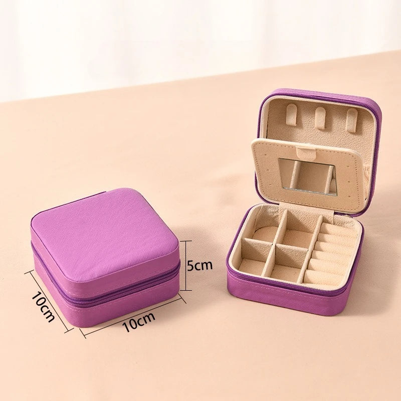 boîte bijoux simili cuir moderne blanc rouge noir violet orange miroir compartiments clics