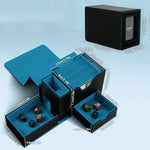 boîte rangement cartes jeu dés bleu noir simili cuir moderne pratique porte cartes