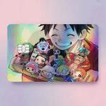 autocollants protection carte bancaire one piece anime personnages dessin animé multicolore adhésifs cartes visite