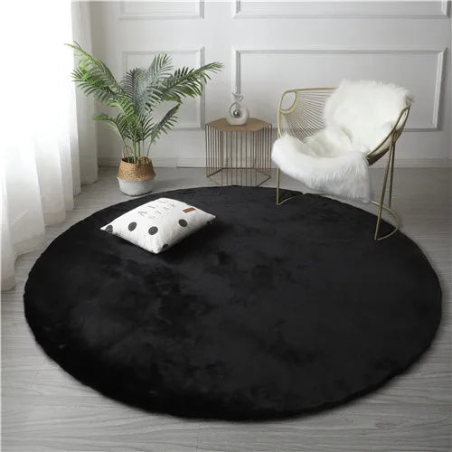 tapis rond velours noir gris moderne maison laveable polyester minimaliste chambre sofa chevet