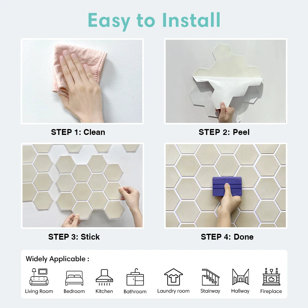 autocollant mural 3d pvc moderne beige clair texture grise adhésif 10 feuilles resistant eau