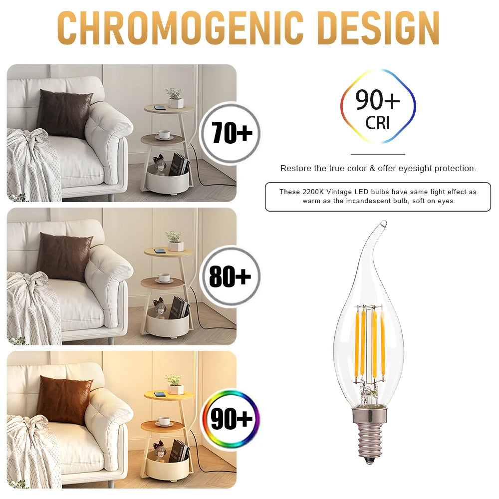 ampoule led filament transparente moderne 2700k 6w e12 25000h blanc chaud 4w 6500k 35x110mm