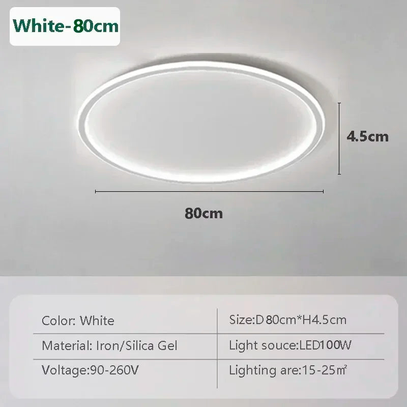 Plafonnier LED moderne blanc rond lisse 50cm 80cm chambre salon