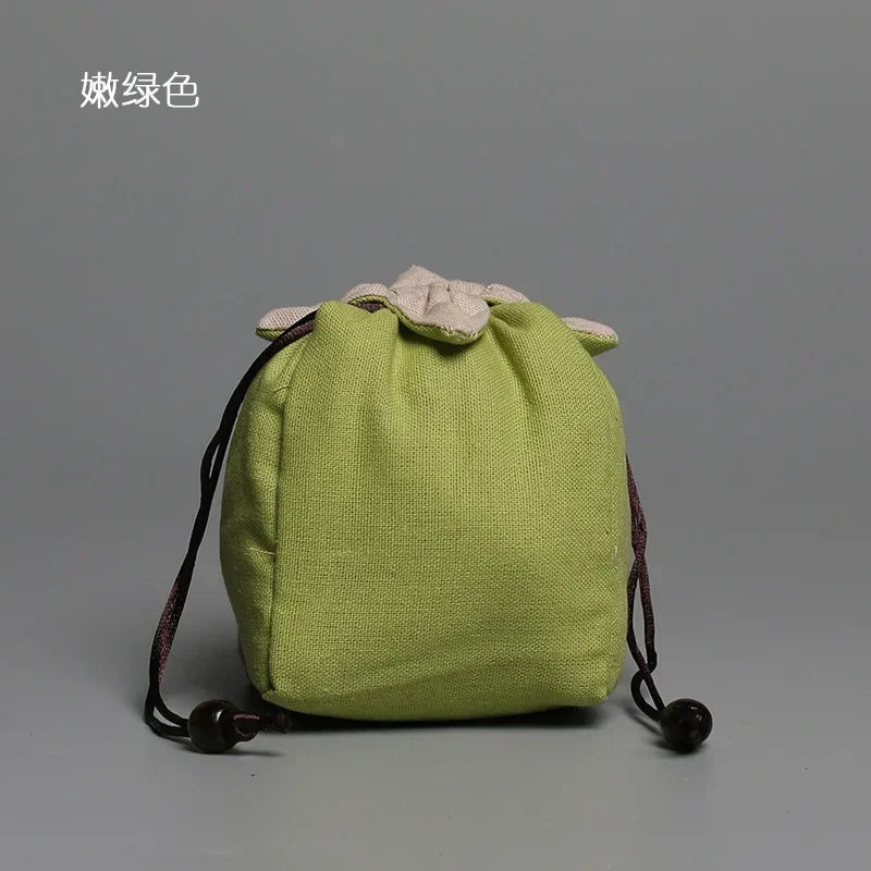 sac thé coton réutilisable bleu gris vert marron beige rouge rose noir imprimé chinois