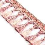 ruban franges polyester rose pâle rose clair gris clair noir beige motifs dorés classique