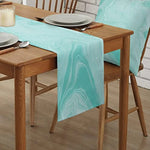 chimene table lin turquoise motifs marbre abstraits moderne élégants maison 100% lin 79x13inch