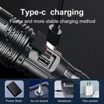 projecteur led rechargeable longue portée lumiere intense tactique hightech mode variateur résistant chocs