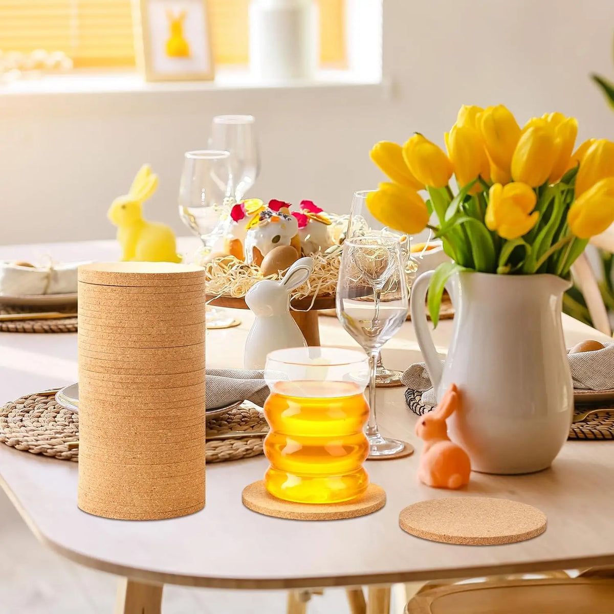 coasters bois marron clair texture naturelle moderne rustique décoration table