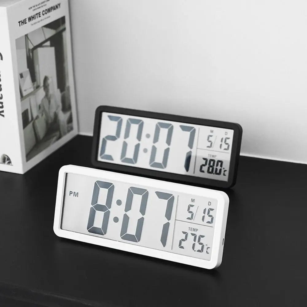 horloge numérique blanc moderne affichage heure date température usb adhésif minimaliste