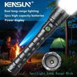 projecteur led rechargeable longue portée lumiere intense tactique hightech mode variateur résistant chocs