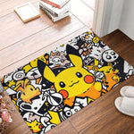 tapis sol antidérapant pikachu jaune noir rouge cartoon pois flanelle 60x40cm chambre cuisine salon