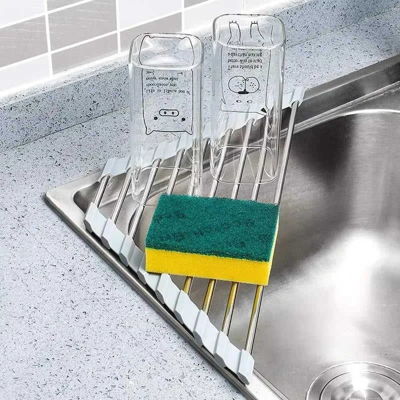 tapis séchage vaisselle pliable acier inoxydable moderne utilitaire évier cuisine rangement assiettes verres