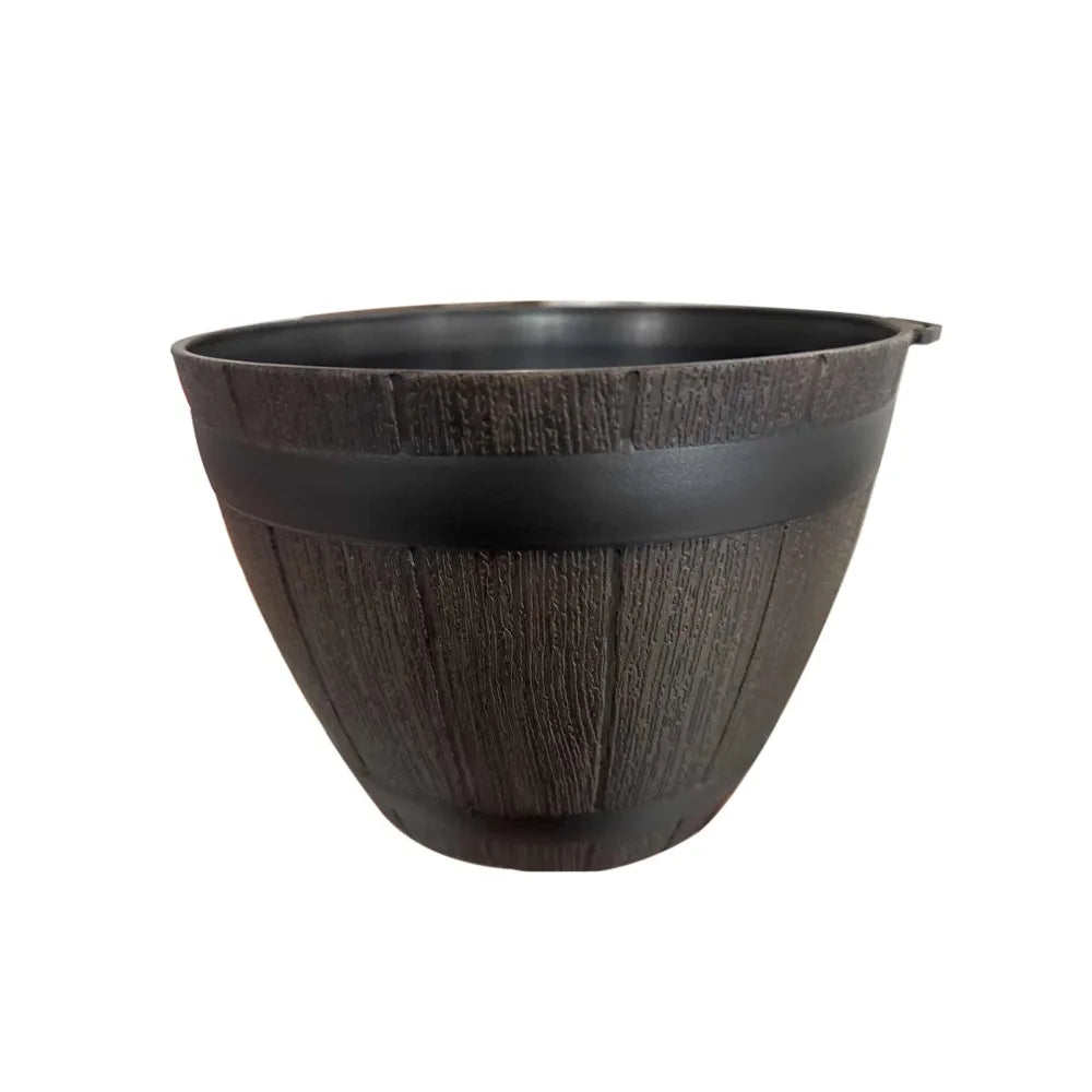 pots fleurs imitation bois rustique marron noir plantes vertes asparagus plumeux décoration intérieure bacs