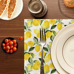serviettes table moderne blanches jaunes vertes citrons feuilles automne 30x40cm respectueuses environnement decoration table