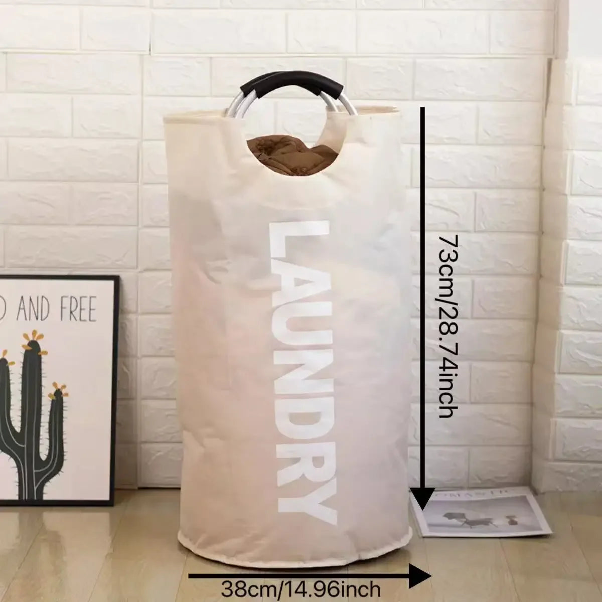 panier linge pliable toile coton beige gris moderne rustique poignées cuir buanderie chambre salon
