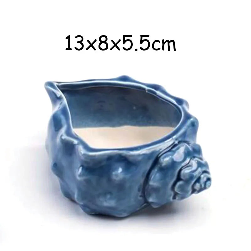 petit cache pot ceramique bleu motif poisson marin decoratif plante succulente maison