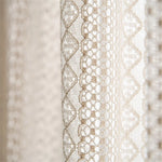 rideau dentelle fine blanc motif géométrique translucide classique romantique tassellets chambre salon