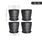 pots fleurs plastique blanc rayures modernes contrôleur racines 14cm 17cm 21cm pack pièces