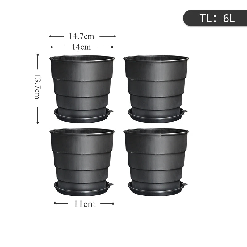 pots fleurs plastique blanc rayures modernes contrôleur racines 14cm 17cm 21cm pack pièces