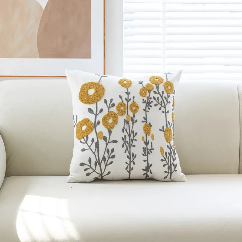 taies d'oreiller brodées motif floral modernes non toxiques maison hospitalière polyester coton respectueux environnement