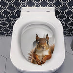 cache wc blanc animaux 3d adhésif ecureuil chat papillons