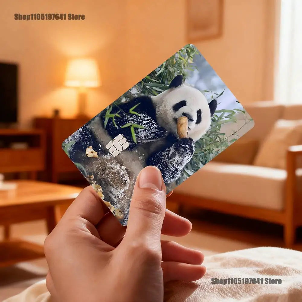 cartes postales panda illustration mignonne verte blanche noire bébé panda bambou fleurs textes pandas