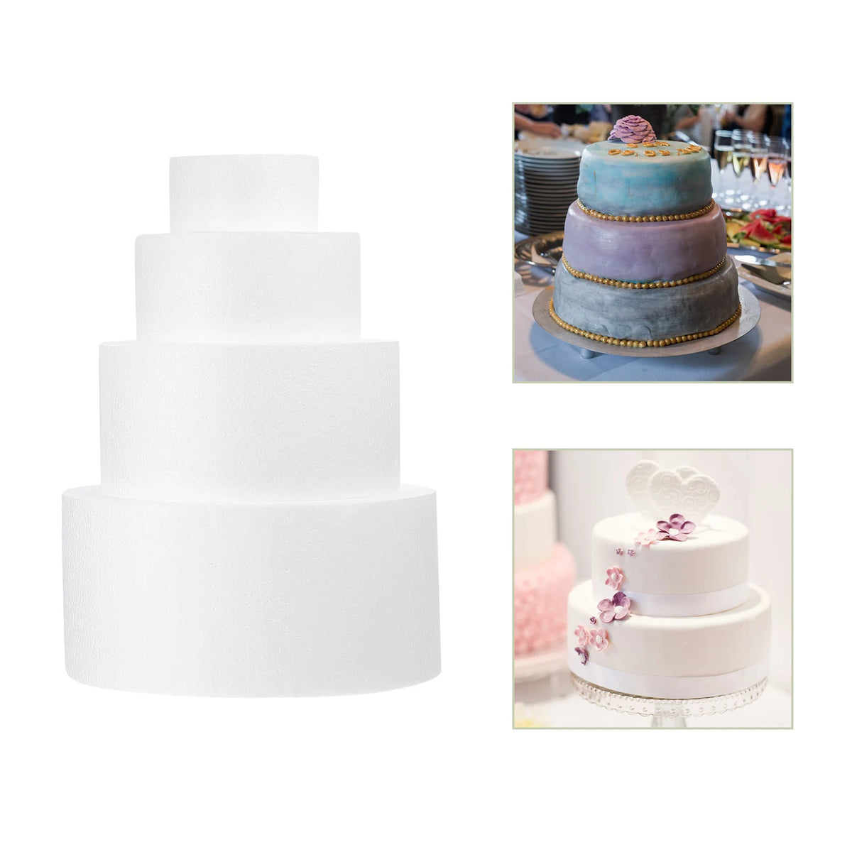 moules deco gâteaux blancs tour disques wedding decor artisanat polystyrène ronds mariage faux gateaux