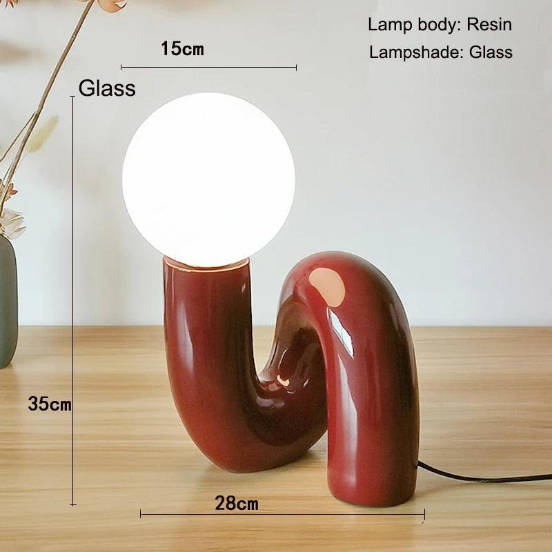 lampe table moderne rouge blanche 5w led adhésif câble électrique