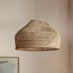 suspension lumineuse tressée moderne cordon beige naturel artisanale vintage pendentif chambre salle manger