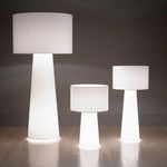lampe table moderne blanc abat jour tissu pied fer éclairage intérieur