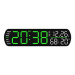 horloge numérique moderne écran led noir vert blanc réglable calendrier double alarme compteur