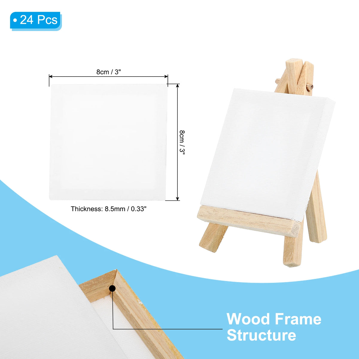 toile d'art blanc minimaliste triple enduit chevalet bois mini tableau palette peinture set débutant
