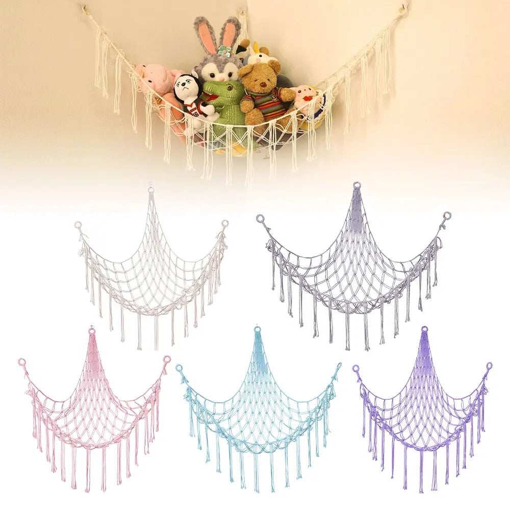 hamac suspendu filet franges boho moderne peluches rose blanc gris bleu violet respectueux environnement