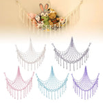 hamac suspendu filet franges boho moderne peluches rose blanc gris bleu violet respectueux environnement