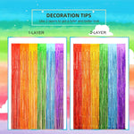 rideau franges métalliques couleurs vives mariage anniversaire décoration festive adhésif pack deux