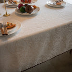 tablecloth beige floral rectangle réutilisable polyester coton opacité printemps été noël mariage classic adaptable