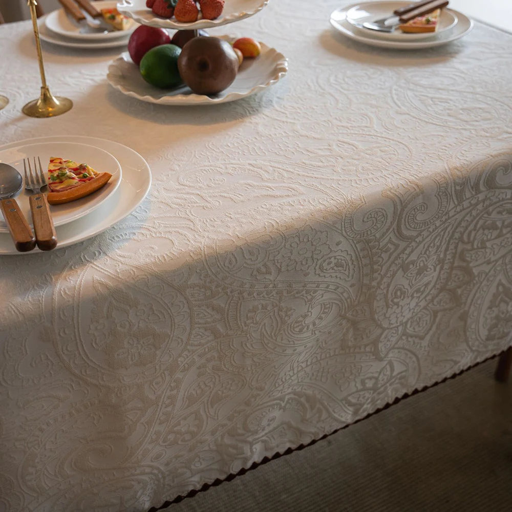 tablecloth beige floral rectangle réutilisable polyester coton opacité printemps été noël mariage classic adaptable