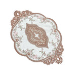 tapis dentelle floral rouge gris beige classique élégant translucide 44x31cm