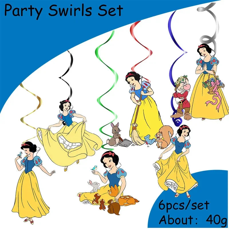 vaisselle jetable blanche neige assiettes gobelets pailles guirlande décorations cupcakes fête anniversaire enfant