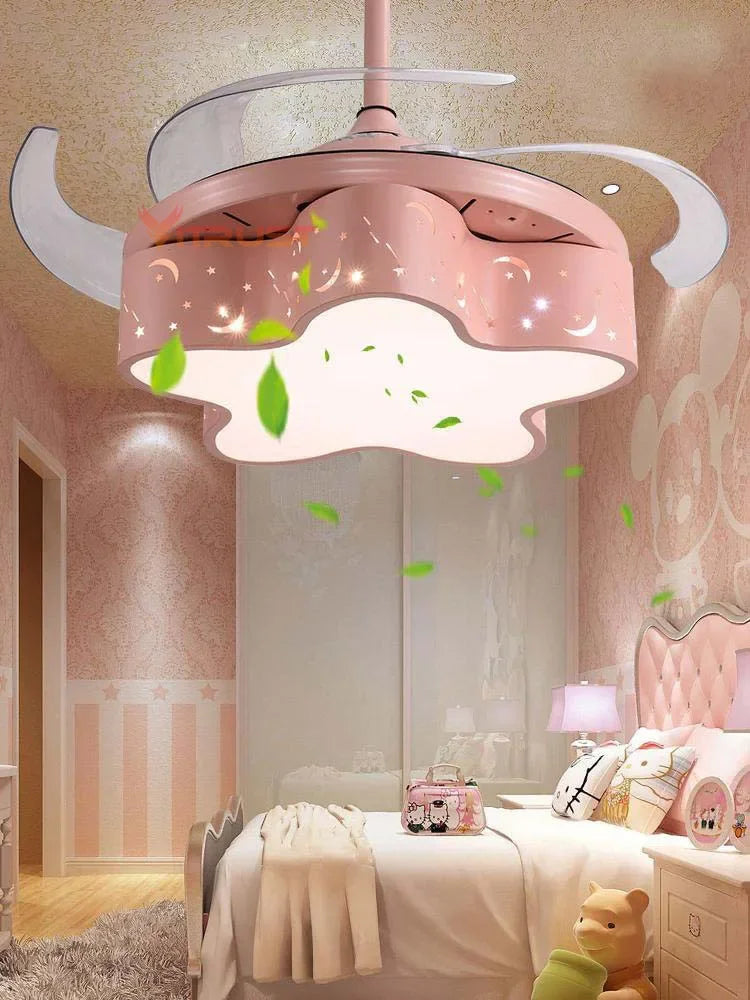 ventilateur moderne led télécommande 36 42 pouces rose bleu vert blanc
